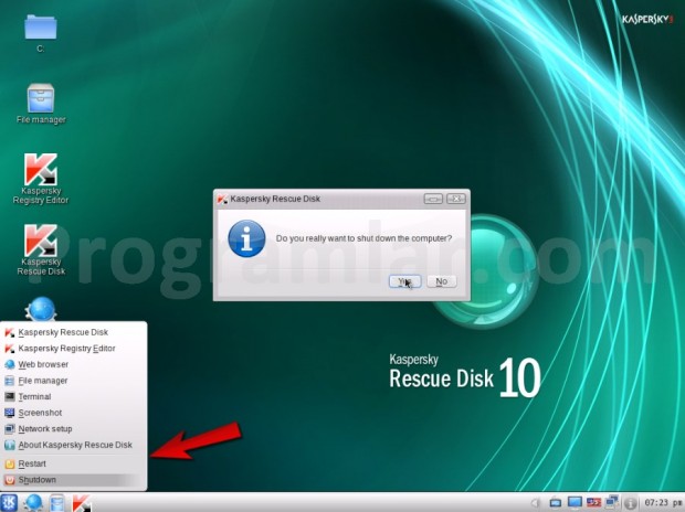 Kaspersky Rescue Disk Kullanımı - Bilgisayarı kapatma