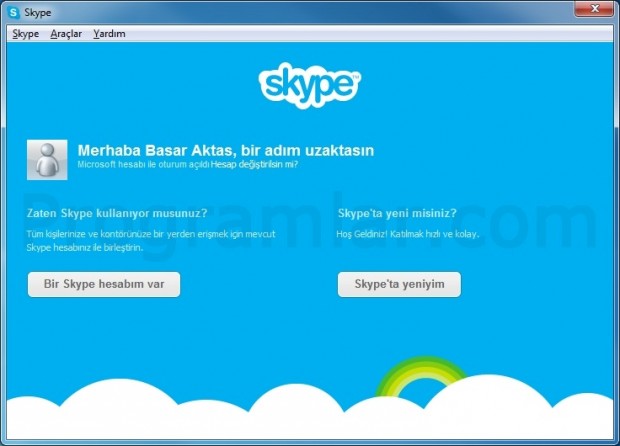 Skype hesap birleştirme ekranı