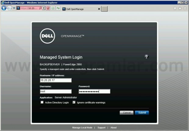 Dell Open Manage Server Administrator Login