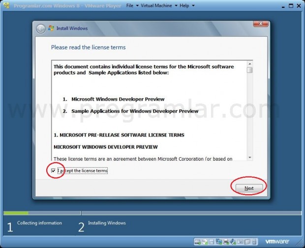 VMWare\ e Windows 8 Developer Preview Kurmak