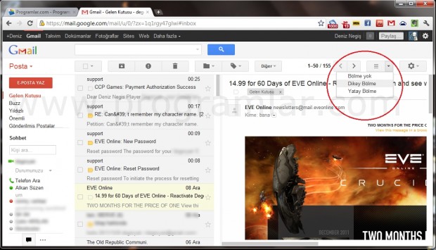 Gmail\ de Önizleme Özelliğini Açma