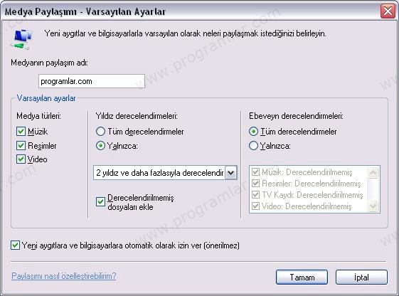 Windows Media Player\\\ da DLNA Özelli%u011Fini Açmak