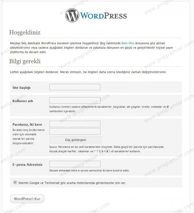 Wordpress 3.0.1 Kurulumu