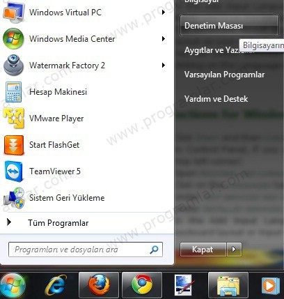 Windows 7, Vista ve XP  de Klavye Dilini Değiştirme