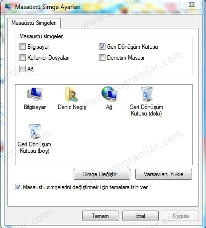 Windows 7 ve Vista  da Masaüstü  Simgelerini Değiştirmek