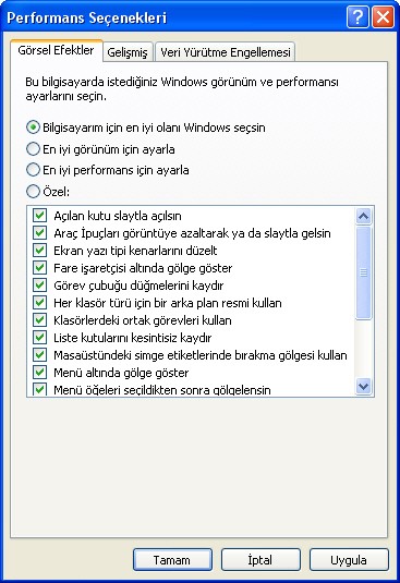 Windows XP performansını arttırmak