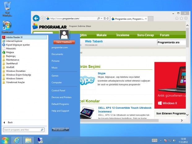 StartMenu8 - Windows 8 Başlat Menüsü