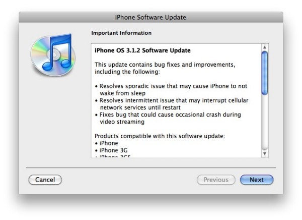iPhone OS 3.1.2, 8 Ekim de kullanıcılara sunulmuştu