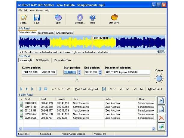 Direct WAV MP3 Splitter 2.4