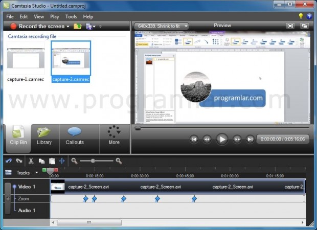 Camtasia Studio Ekran Görüntüsü Camtasia Studio Ekran Görüntüsü
