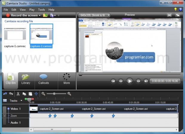 Camtasia Studio Ekran Görüntüsü