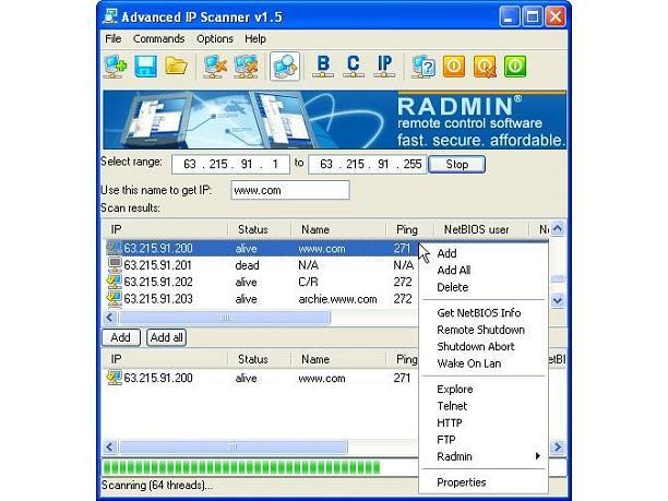 Advanced IP Scanner 1.5