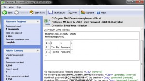 Passware Password Recovery Kit - Excel Sifresi Kurtarma Ekrani