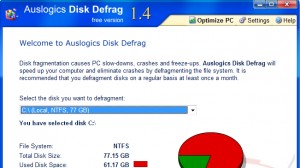 Auslogics Disk Defrag Ekran Görüntüsü