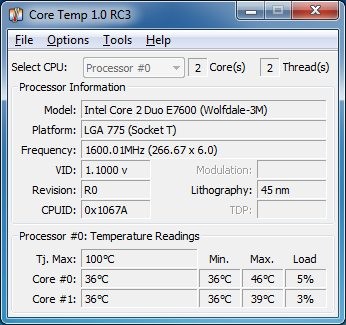 Core Temp Ekran Goruntusu