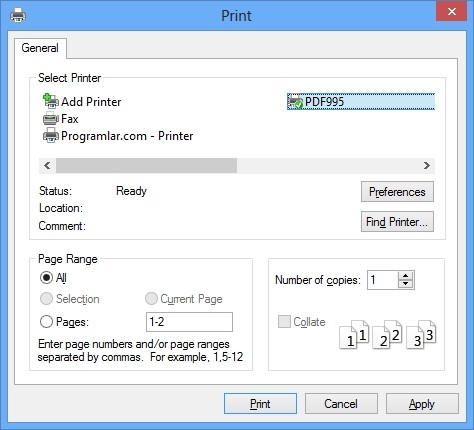 PDF995 Printer Driver Ekran Goruntusu 1