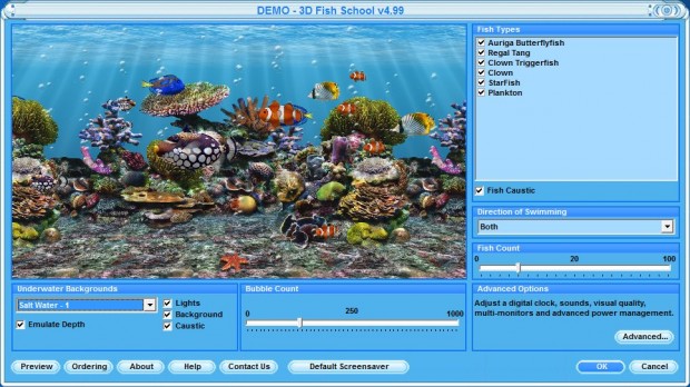3D Fish School Screensaver Ekran Goruntusu