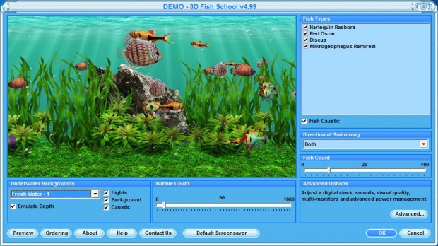 3D Fish School Screensaver Ekran Goruntusu 2