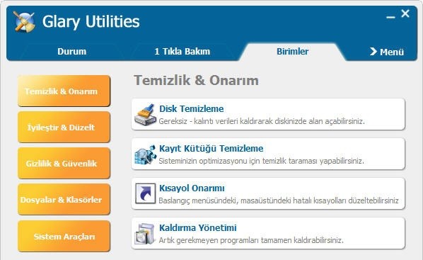 Glary Utilities Ekran Görüntüsü