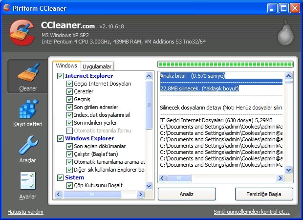 CCleaner Ekran Görüntüsü CCleaner Ekran Görüntüsü