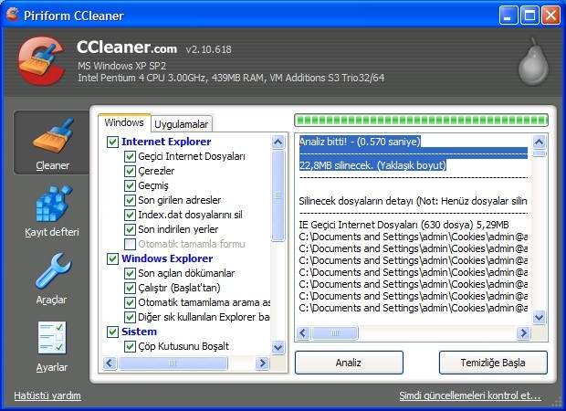 CCleaner Ekran Görüntüsü