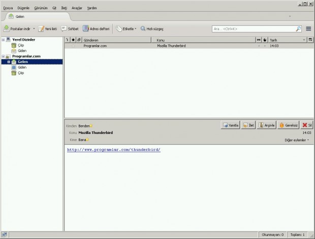 Mozilla Thunderbird Ekran Goruntusu 1