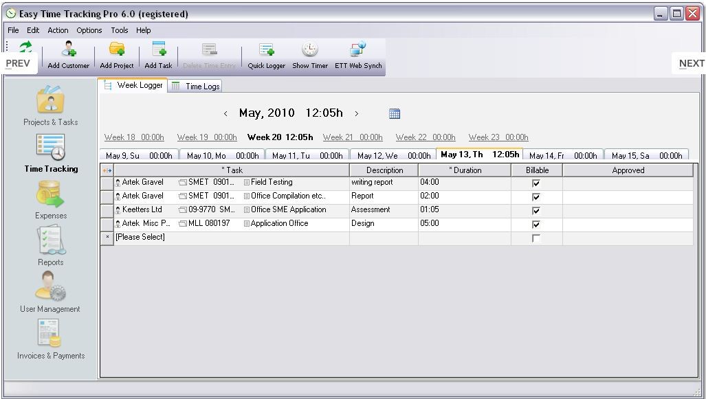 easy time tracking pro 6.0 easy time tracking pro 6.0