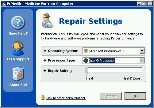 PcMedik Ekran Goruntusu - Repair Settings