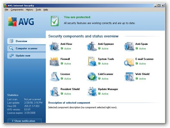 AVG Internet Security Ekran Görüntüsü