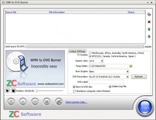 ZC WMV to DVD Burner