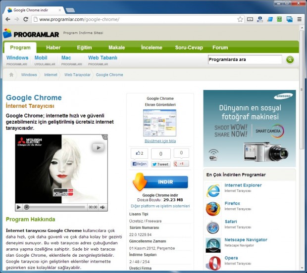 Google Chrome Ekran Goruntusu