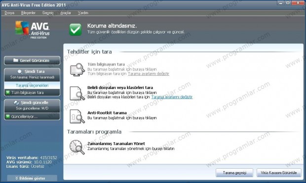 AVG Anti-Virus Free Edition Ekran Görüntüsü