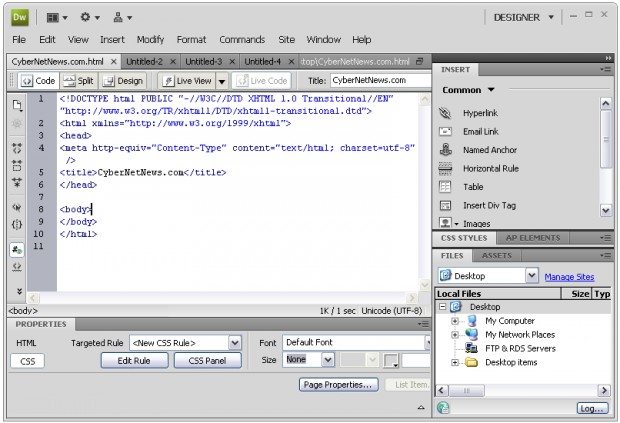 Adobe Dreamweaver Ekran Goruntusu 1