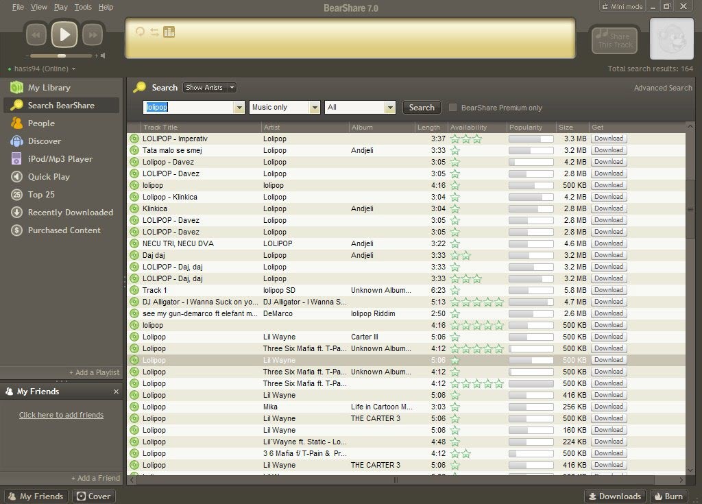 BearShare Müzik İndirme Programı