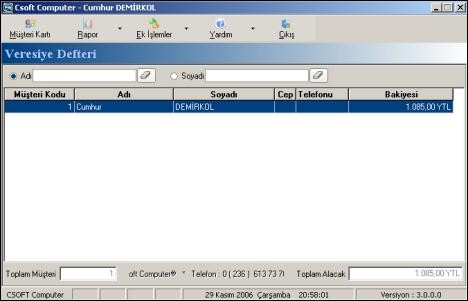 CSoft Veresiye Defteri