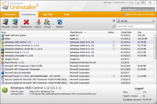 Ashampoo UnInstaller Ekran Goruntusu 1