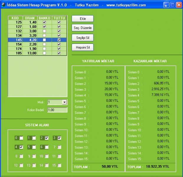 İddaa Sistem Hesap Programı