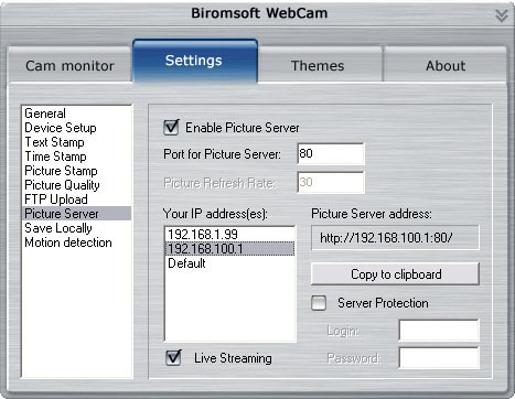Biromsoft WebCam Software