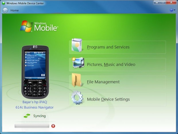 Windows Mobile Device Center Windows Mobile Device Center