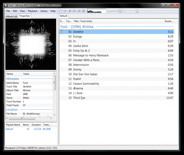 Foobar2000 Ekran Görüntüsü