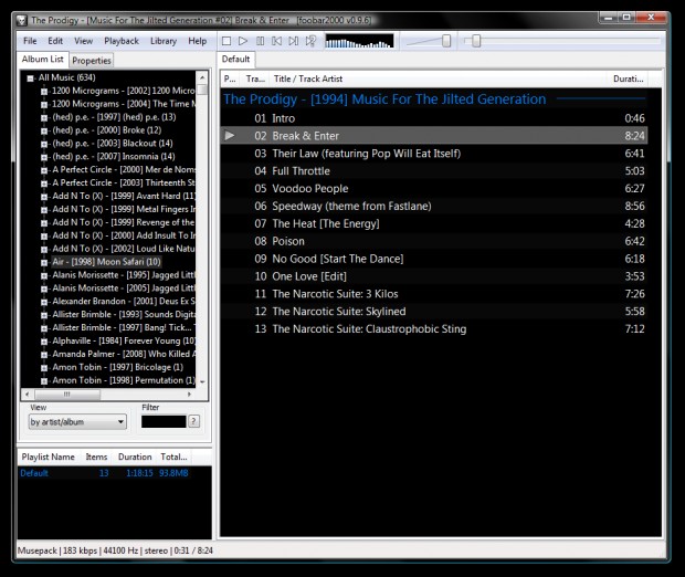 Foobar2000 Ekran Görüntüsü
