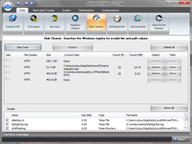 Enhancemyse7en disk temizleme Enhancemyse7en disk temizleme