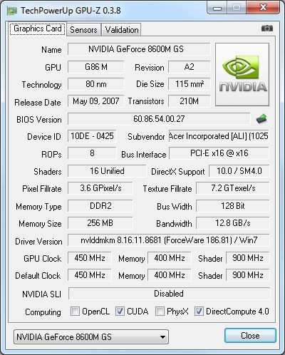 GPU-Z Ekran Görüntüsü