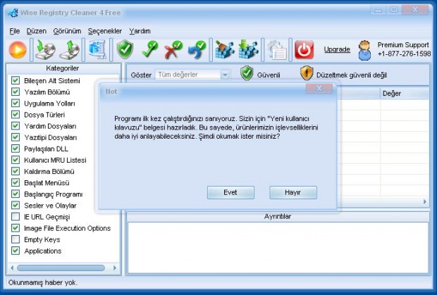 Wise Registry Cleaner Free Ekran Görüntüsü