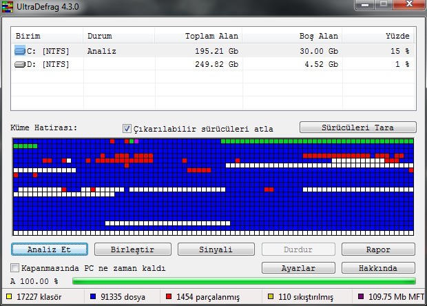 UltraDefrag Ekran Görüntüsü