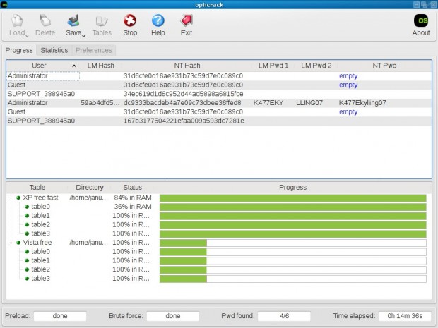 ophcrack LiveCD