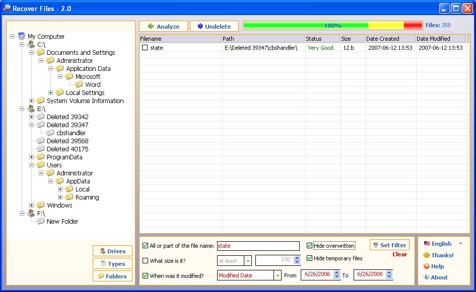 Files v 3. File recovery. recover my files. recover.