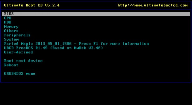 Ultimate Boot CD Ekran Goruntusu