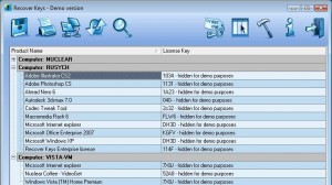 Recover Keys Ekran Goruntusu - Key Goruntuleme