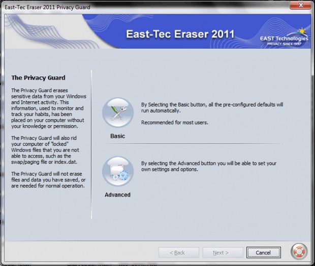 East-Tec Eraser Ekran Görüntüsü